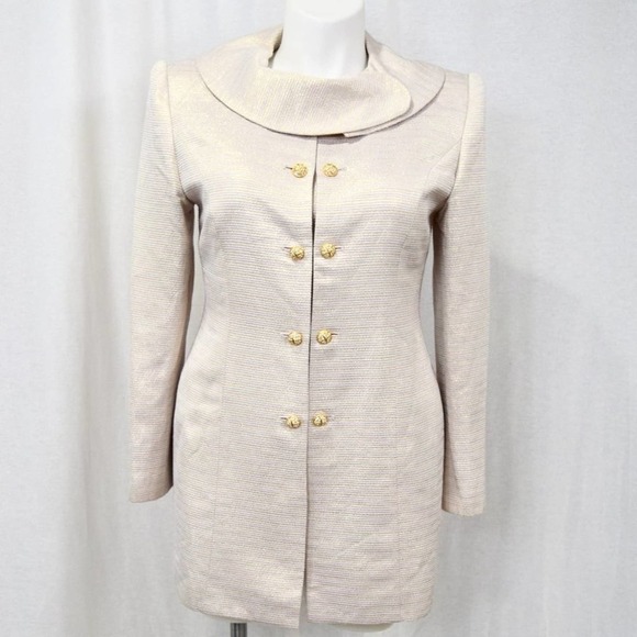 LILY & TAYLOR Ivory long sleeve formal jacket NY/Paris, size 10 - Picture 1 of 3